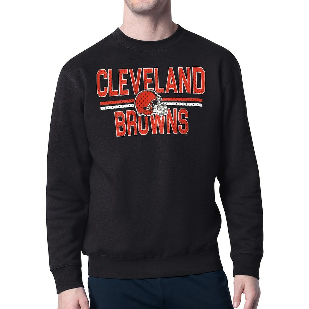Cleveland Browns Starter Team Mesh Print Graphic Pullover Sweatshirt - Black - NFL