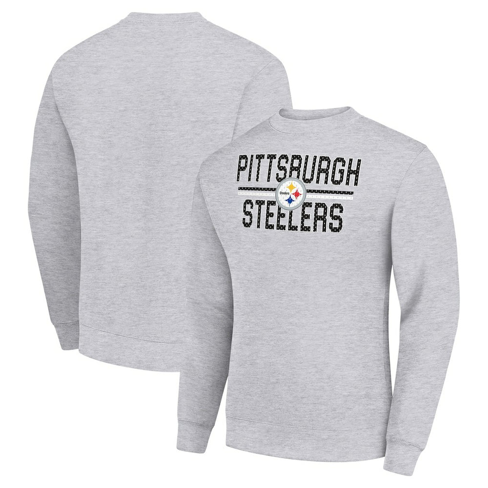 Pittsburgh Steelers Starter Team Mesh Print Graphic Pullover Sweatshirt - Heather Gray - NFL