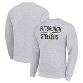 Pittsburgh Steelers Starter Team Mesh Print Graphic Pullover Sweatshirt - Heather Gray - NFL