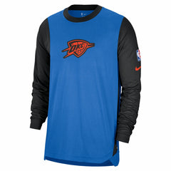 Nike Oklahoma City Thunder 2024/25 City Edition Authentic Pregame Performance Long Sleeve Shooting T-Shirt Blue/Black