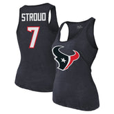 C.J. Stroud Houston Texans Majestic Threads Women's Name & Number Tri-Blend Tank Top - Navy - NFL