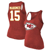 Patrick Mahomes Kansas City Chiefs Majestic Threads Women's Name & Number Tri-Blend Tank Top - Red - NFL