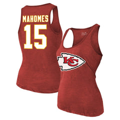 Patrick Mahomes Kansas City Chiefs Majestic Threads Women's Name & Number Tri-Blend Tank Top - Red - NFL