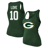 Jordan Love Green Bay Packers Majestic Threads Women's Name & Number Tri-Blend Tank Top - Green - NFL