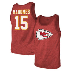 Patrick Mahomes Kansas City Chiefs Majestic Threads Tri-Blend Player Name & Number Tank Top - Red - NFL