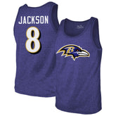 Lamar Jackson Baltimore Ravens Majestic Threads Tri-Blend Player Name & Number Tank Top - Purple - NFL