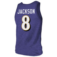 Lamar Jackson Baltimore Ravens Majestic Threads Tri-Blend Player Name & Number Tank Top - Purple - NFL