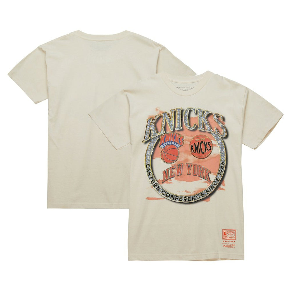 Mitchell & Ness New York Knicks Hardwood Classics Vintage Soul Crown Jewels T-Shirt Tan