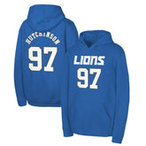 Aidan Hutchinson Detroit Lions Youth Mainliner Player Name & Number Pullover Hoodie - Blue - NFL