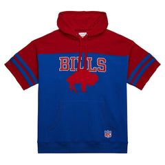 Buffalo Bills Off Field Vintage Logo Short Sleeve Pullover Hoodie - Royal - Mitchell & Ness