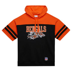 Cincinnati Bengals Off Field Vintage Logo Short Sleeve Pullover Hoodie - Black - Mitchell & Ness