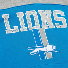 Detroit Lions Off Field Vintage Logo Short Sleeve Pullover Hoodie - Blue - Mitchell & Ness
