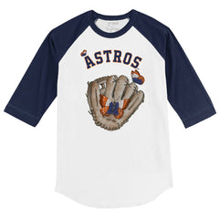 Houston Astros Tiny Turnip Youth Butterfly Glove 3/4-Sleeve Raglan T-Shirt for sale