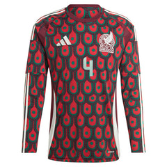 Adidas - Edson Alvarez Mexico National Team 2024 Home Replica Player Long Sleeve Jersey - Burgundy