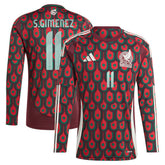 Adidas - Santiago Giménez Mexico National Team 2024 Home Replica Player Long Sleeve Jersey - Burgundy