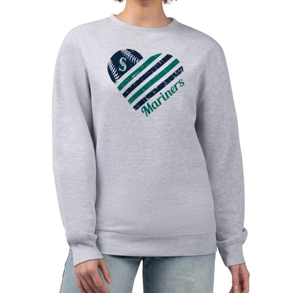 Seattle Mariners G-III 4Her by Carl Banks Women's Heart Logo Fleece Pullover Sweatshirt for sale