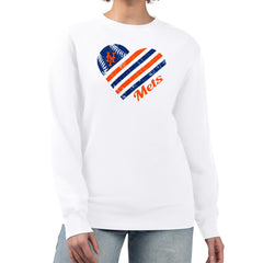 New York Mets G-III 4Her by Carl Banks Women's Heart Logo Fleece Pullover Sweatshirt Sale