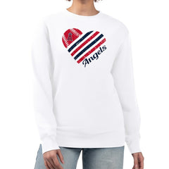 Los Angeles Angels G-III 4Her by Carl Banks Women's Heart Logo Fleece Pullover Sweatshirt Online