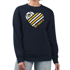 Milwaukee Brewers G-III 4Her by Carl Banks Women's Heart Logo Fleece Pullover Sweatshirt Outlet
