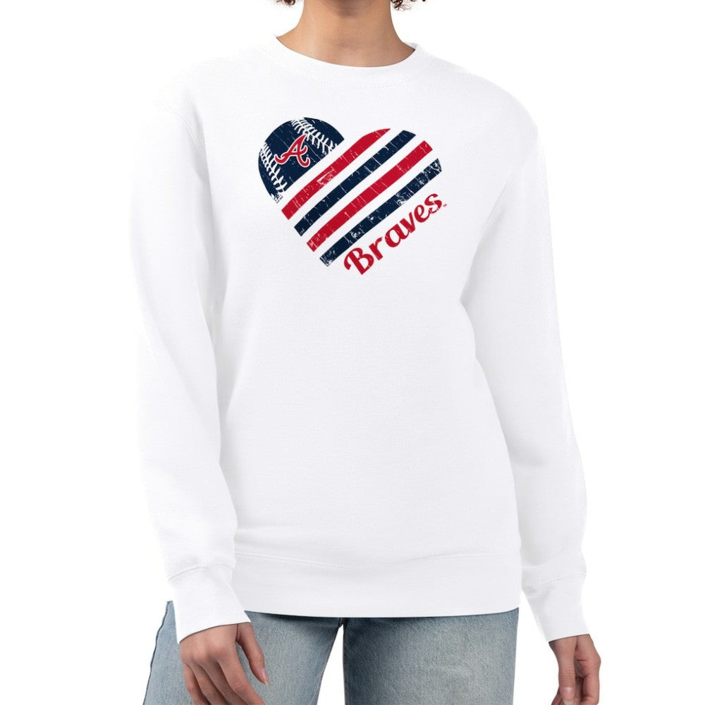 Atlanta Braves G-III 4Her by Carl Banks Women's Heart Logo Fleece Pullover Sweatshirt Online