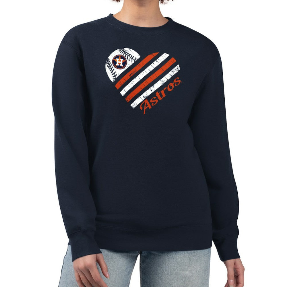 Houston Astros G-III 4Her by Carl Banks Women's Heart Logo Fleece Pullover Sweatshirt Sale