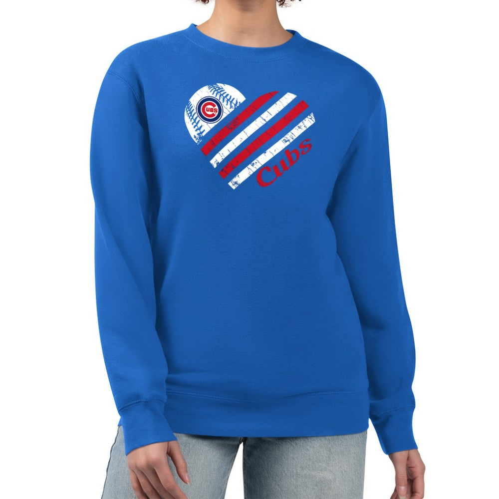 Chicago Cubs G-III 4Her by Carl Banks Women's Heart Logo Fleece Pullover Sweatshirt Online