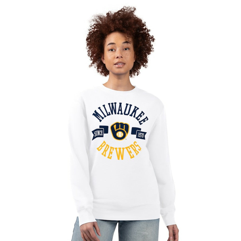 Milwaukee Brewers G-III 4Her by Carl Banks Women's Team Logo Fleece Pullover Sweatshirt Online