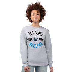 Miami Marlins G-III 4Her by Carl Banks Women's Team Logo Fleece Pullover Sweatshirt Discount