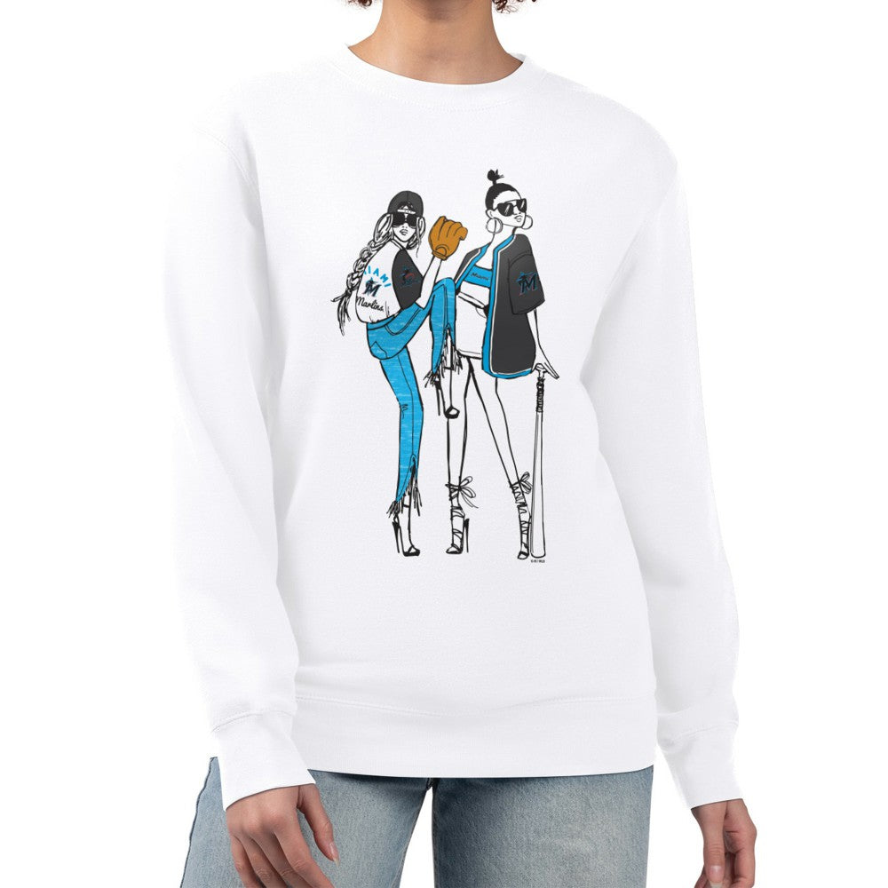 Miami Marlins G-III 4Her by Carl Banks Women's Baseball Girls Fleece Pullover Sweatshirt Sale