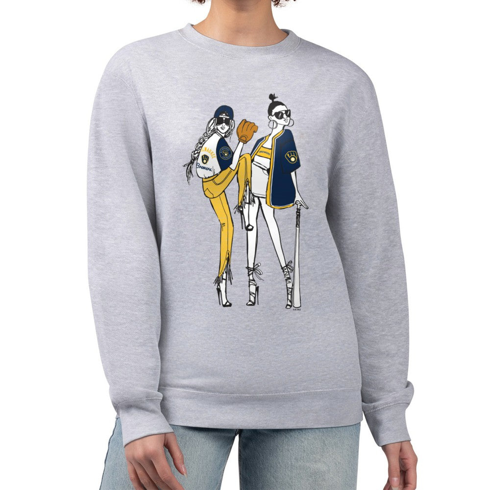 Milwaukee Brewers G-III 4Her by Carl Banks Women's Baseball Girls Fleece Pullover Sweatshirt Outlet