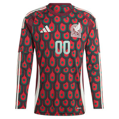 Adidas - Mexico National Team 2024 Home Replica Custom Long Sleeve Jersey - Burgundy