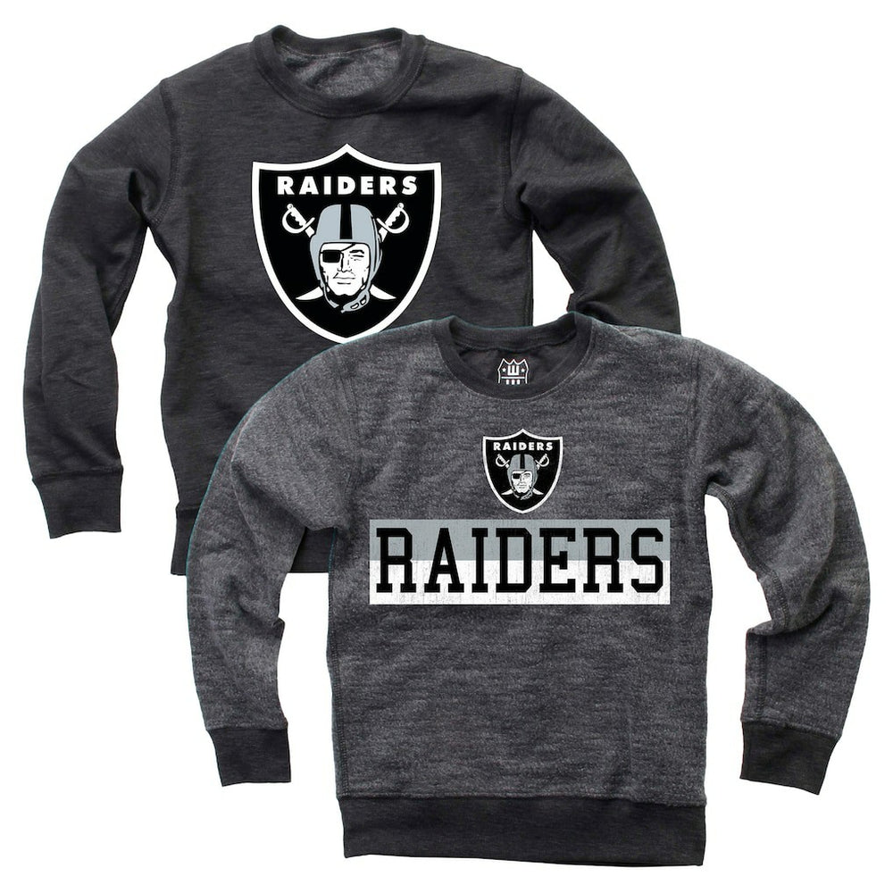 Las Vegas Raiders Wes & Willy Youth Reversible Fleece Pullover Sweatshirt - Black - NFL