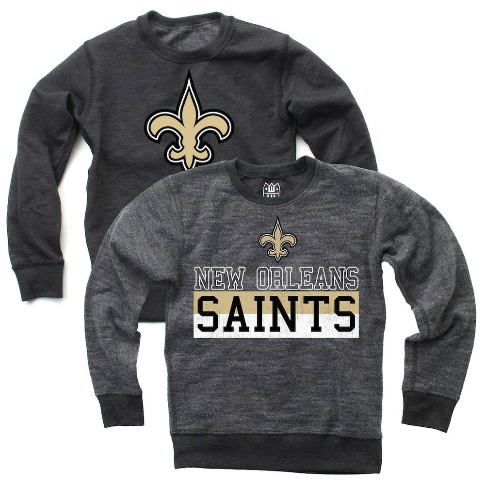 New Orleans Saints Wes & Willy Youth Reversible Fleece Pullover Sweatshirt - Black - NFL