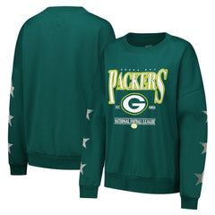 Green Bay Packers Gameday Couture Women's Rhinestone Star Sleeve Settle the Score Oversized Pullover Sweatshirt - Green - NFL