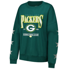 Green Bay Packers Gameday Couture Women's Rhinestone Star Sleeve Settle the Score Oversized Pullover Sweatshirt - Green - NFL