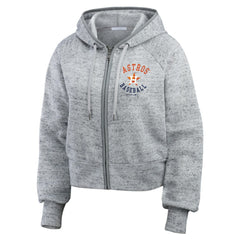 Houston Astros WEAR by Erin Andrews Women's Speckled Fleece Cropped Full-Zip Hoodie Online