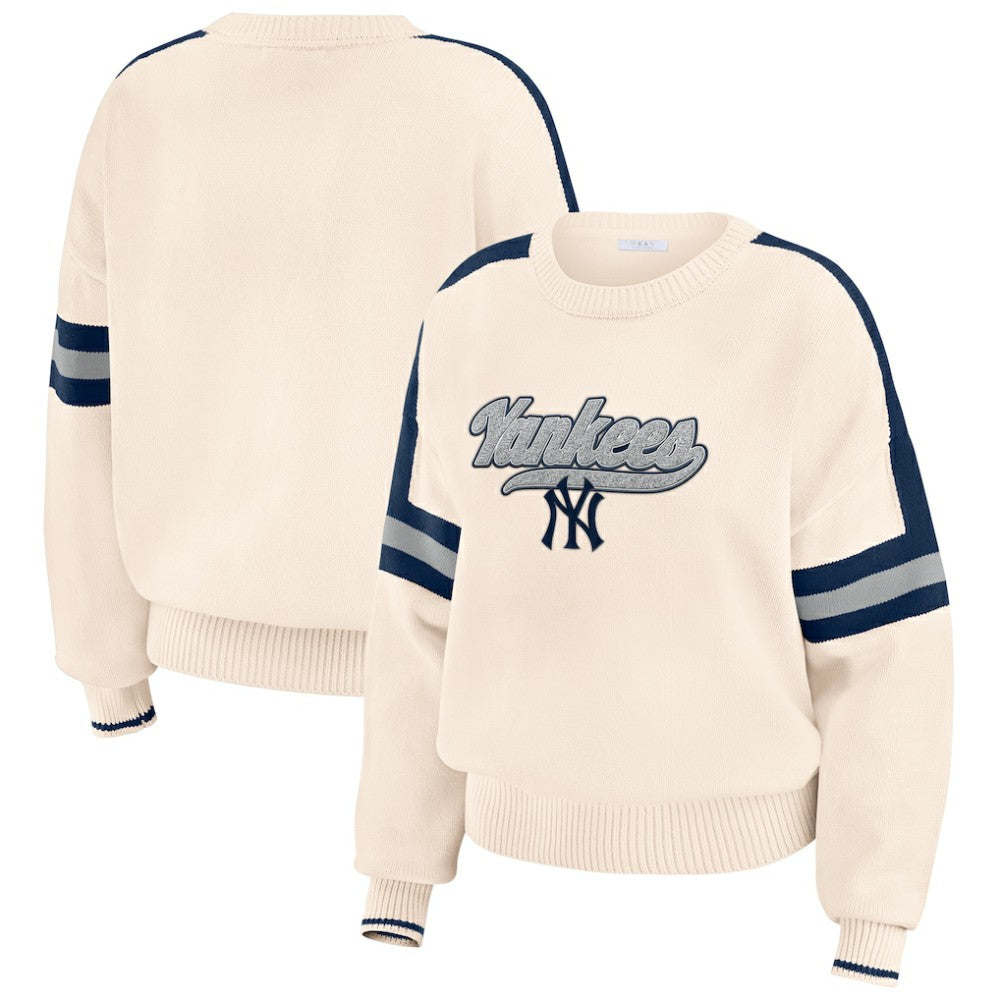 New York Yankees WEAR by Erin Andrews Women's Stripe Pullover Sweater Discount