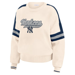 New York Yankees WEAR by Erin Andrews Women's Stripe Pullover Sweater Discount