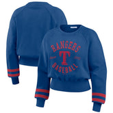 Texas Rangers WEAR by Erin Andrews Women's Vintage Washed Cropped Pullover Sweatshirt Online
