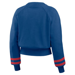 Chicago Cubs WEAR by Erin Andrews Women's Vintage Washed Cropped Pullover Sweatshirt for sale