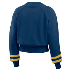 Milwaukee Brewers WEAR by Erin Andrews Women's Vintage Washed Cropped Pullover Sweatshirt Sale