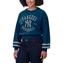 New York Yankees WEAR by Erin Andrews Women's Vintage Washed Cropped Pullover Sweatshirt Sale