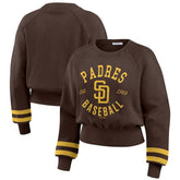 San Diego Padres WEAR by Erin Andrews Women's Vintage Washed Cropped Pullover Sweatshirt Online