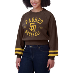 San Diego Padres WEAR by Erin Andrews Women's Vintage Washed Cropped Pullover Sweatshirt Online