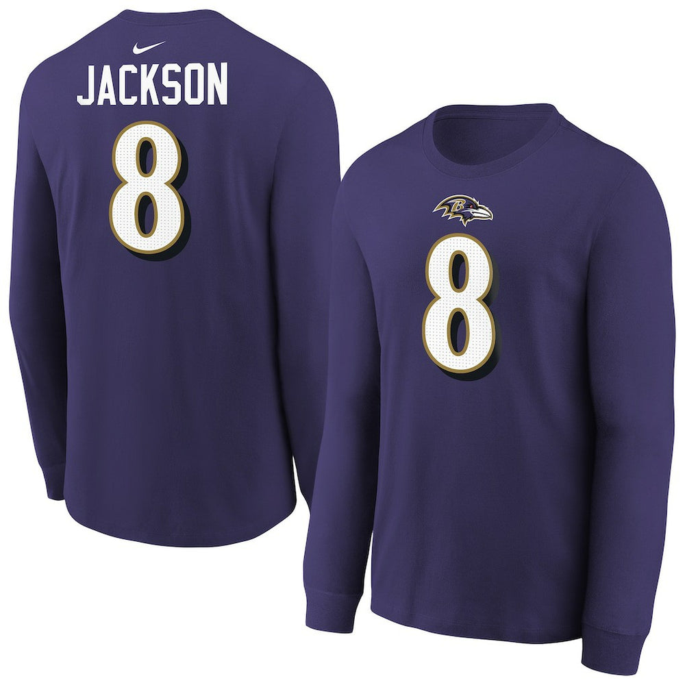 Lamar Jackson Baltimore Ravens Youth Player Name & Number Long Sleeve T-Shirt - Purple - Nike