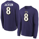 Lamar Jackson Baltimore Ravens Youth Player Name & Number Long Sleeve T-Shirt - Purple - Nike