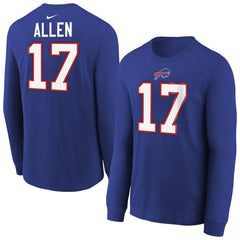 Josh Allen Buffalo Bills Youth Player Name & Number Long Sleeve T-Shirt - Royal - Nike