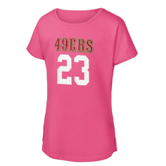 Christian McCaffrey San Francisco 49ers Girls Youth Player Name & Number T-Shirt - Pink - NFL