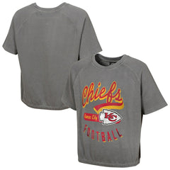 Kansas City Chiefs Women's Mineral Wash Short Sleeve Top - Gray - NFL