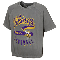 Minnesota Vikings Women's Mineral Wash Short Sleeve Top - Gray - NFL